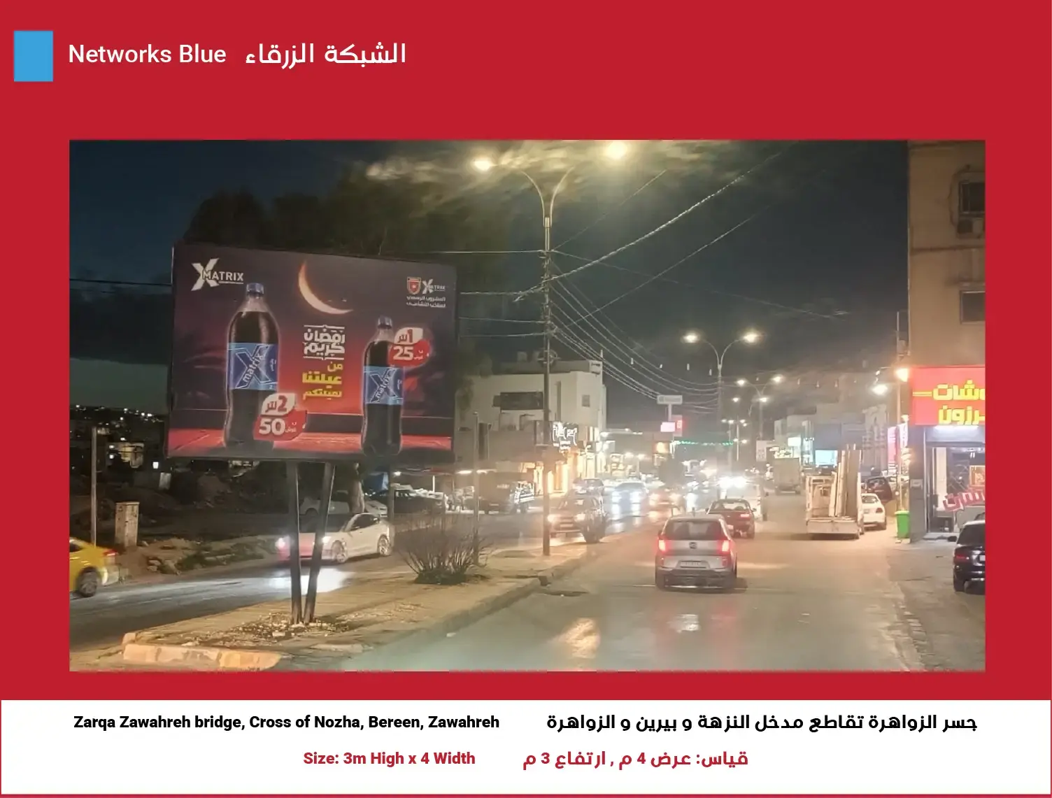 3x4 Blue Network — Position 9 (Zarqa Zawahreh bridge, Cross of Nozha, Bereen, Zawahreh)