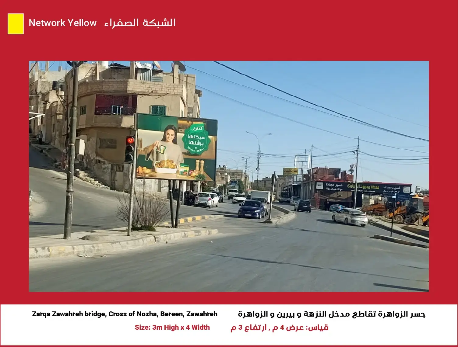 3x4 Yellow Network — Position 9 (Zarqa Zawahreh bridge, Cross of Nozha, Bereen, Zawahreh)